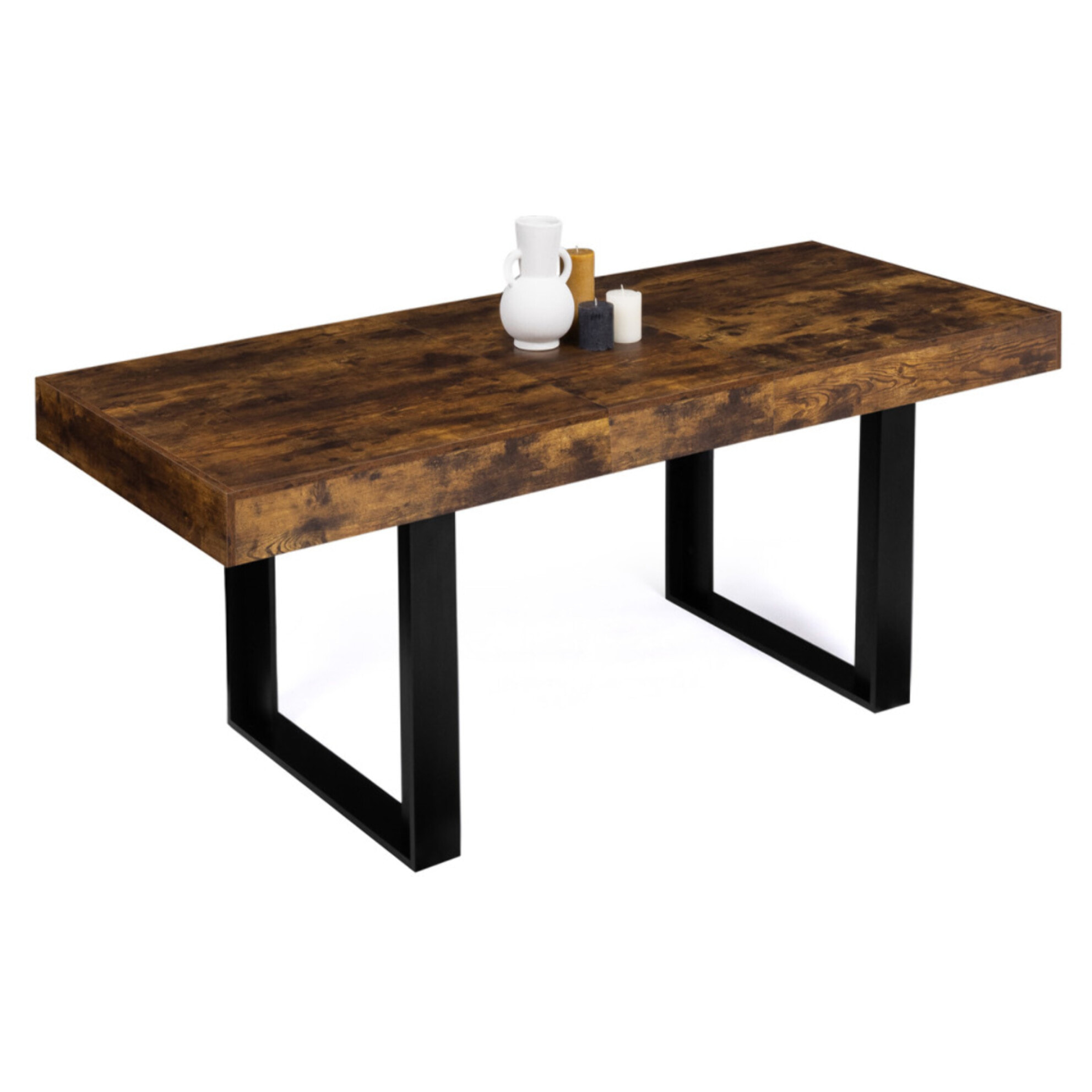 Tables à manger extensibles Brixton - Bois vieilli - Noir