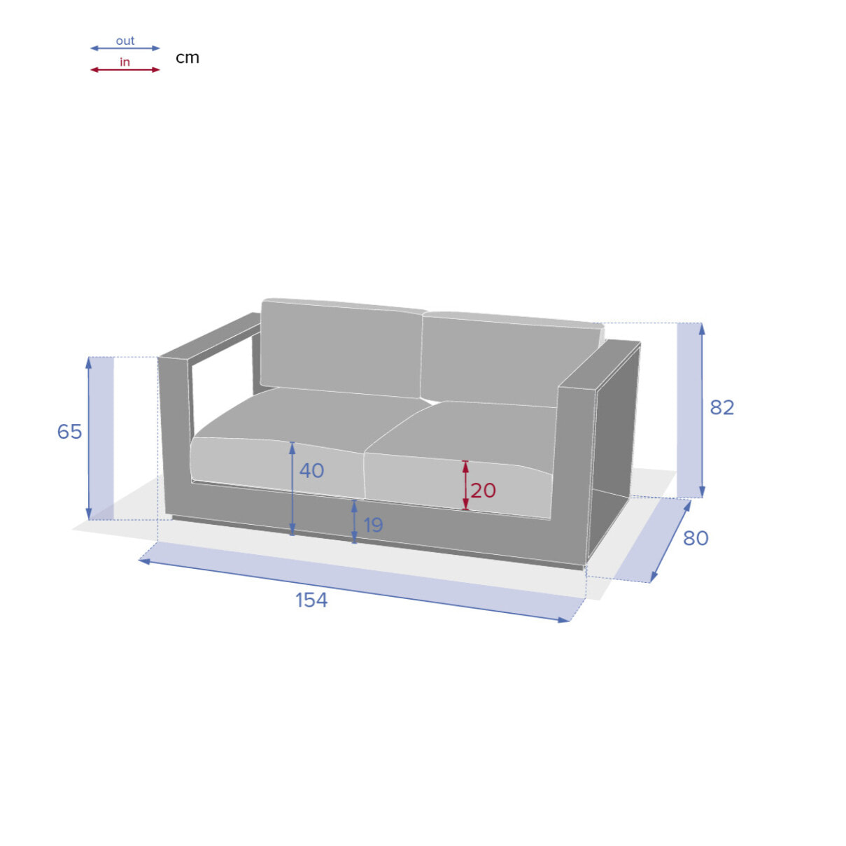 Canapé de jardin Allure Graphite & Gris zebrano