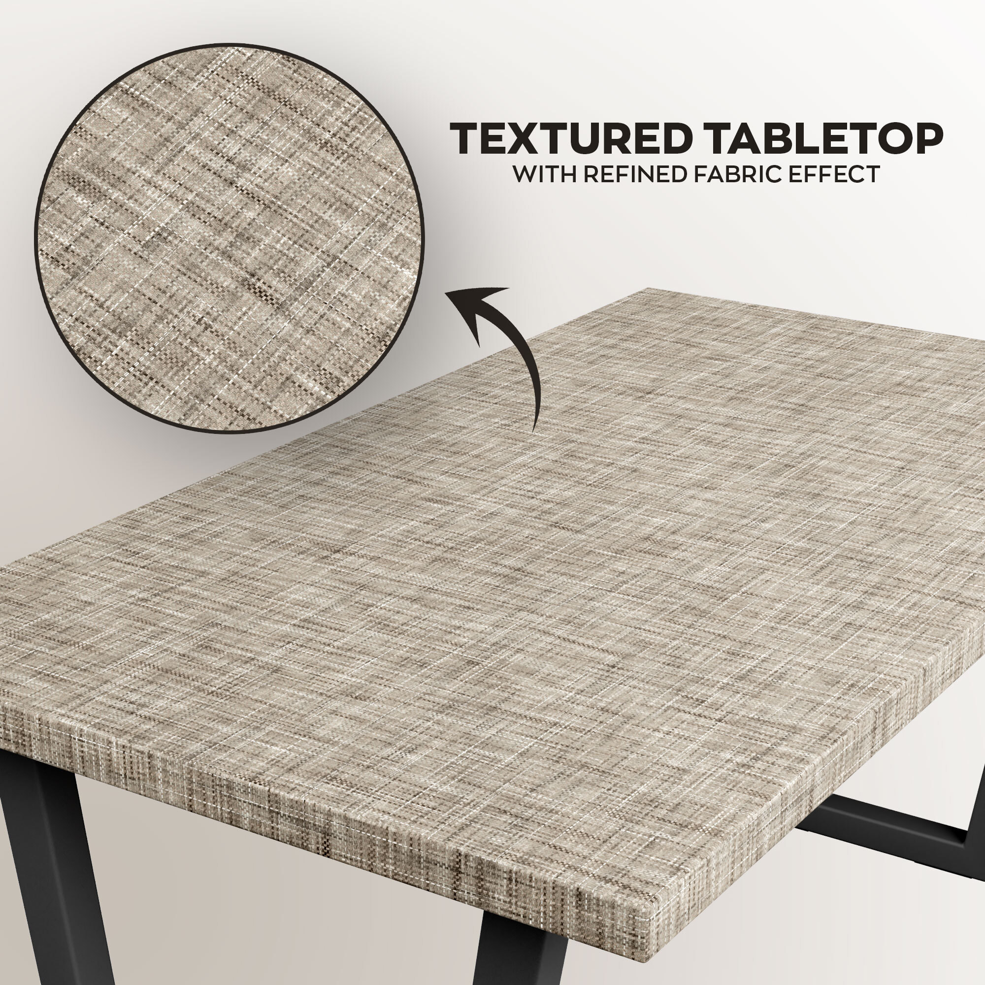 Tavolo da pranzo in legno e metallo con piedi trapezoid nero 160x90 cm Grigio Testurizzato
