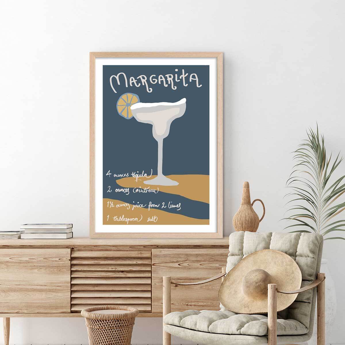 Affiche  pause margarita Affiche + cadre en bois - Chêne