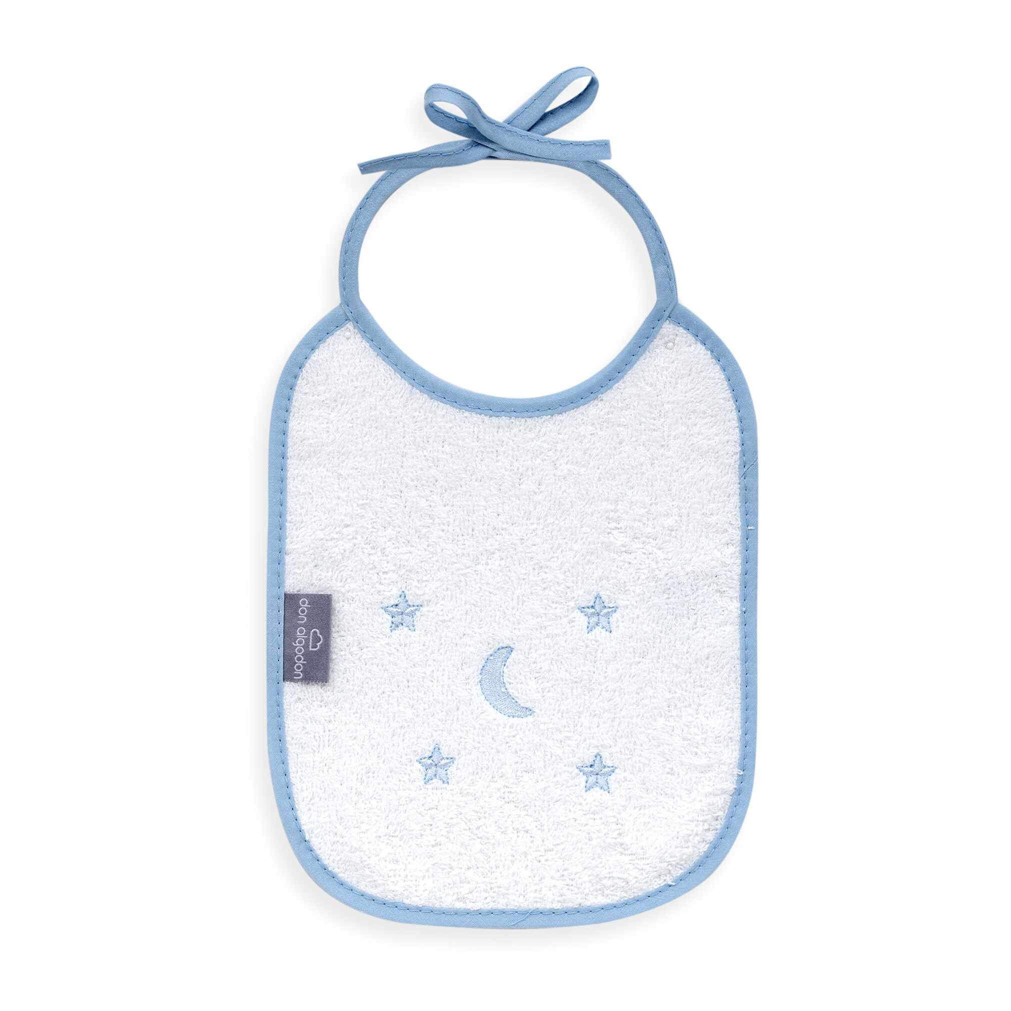 Pack 2 Baberos Don Algodon 20X25 Modelo Estrellas Luna Bco/Azul