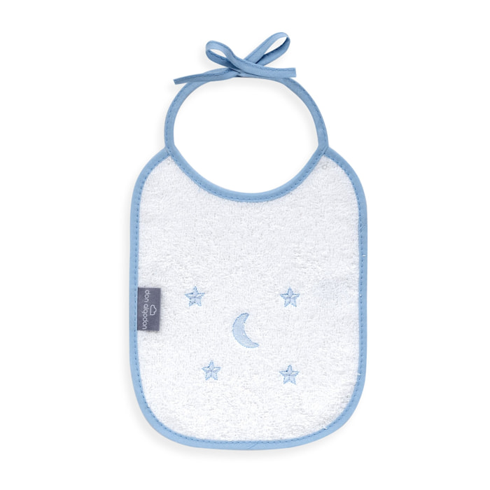 Pack 2 Baberos Don Algodon 20X25 Modelo Estrellas Luna Bco/Azul