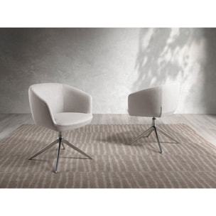 Silla Angel Cerdá giratoria con reposabrazos tapizada en tela en gris claro con estructura y patas en acero inoxidable cromado 67x59x80cm