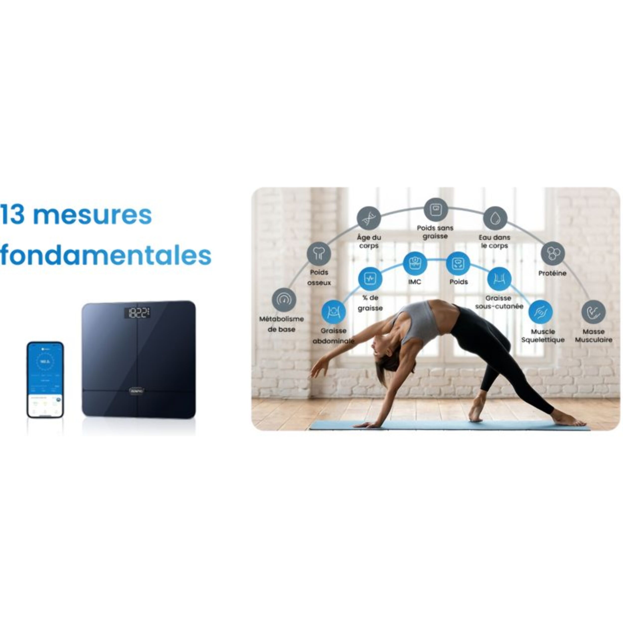 Pèse personne et capteur de silhouette connectés RENPHO Elis 2 A016 noir