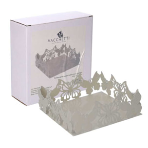 Portatovaglioli in metallo farfalla crema quadrato cm16,5x16,5h6