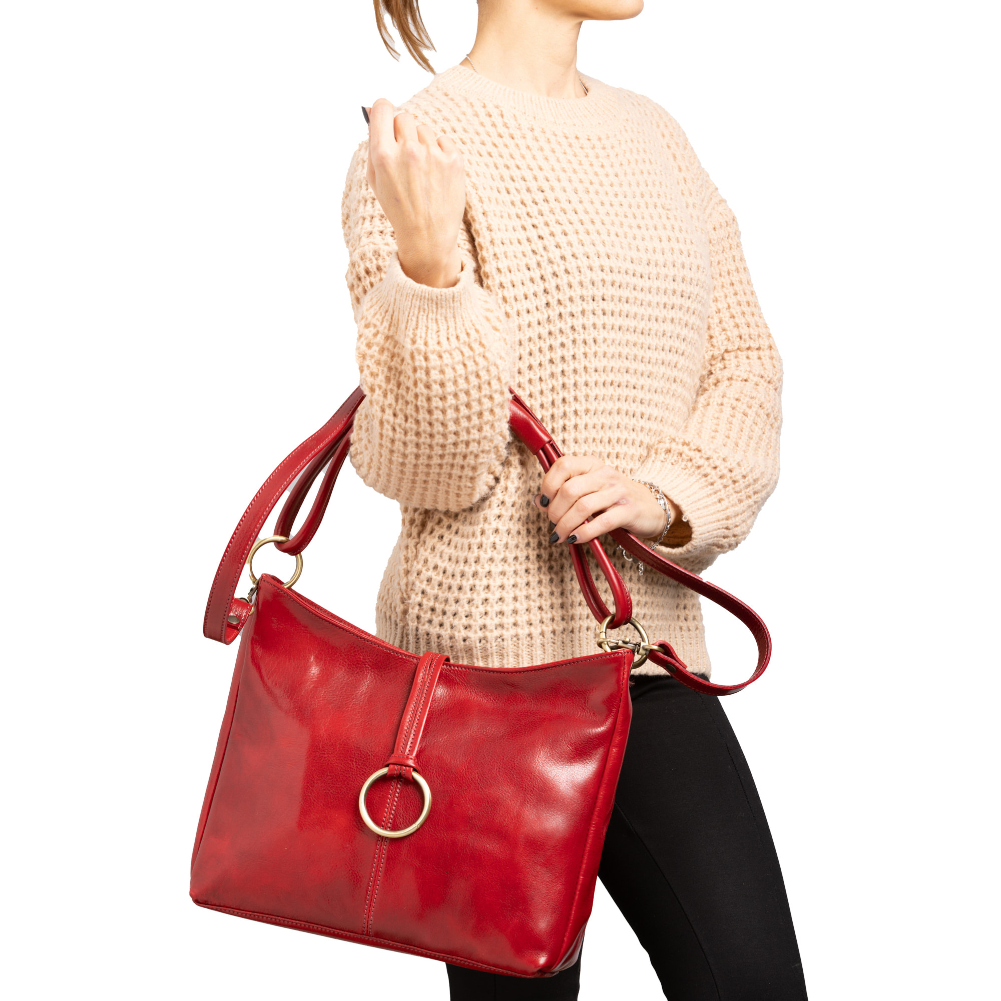 Borsa a spalla  da donna In Vera pelle Made in Italy 29x32x11 cm