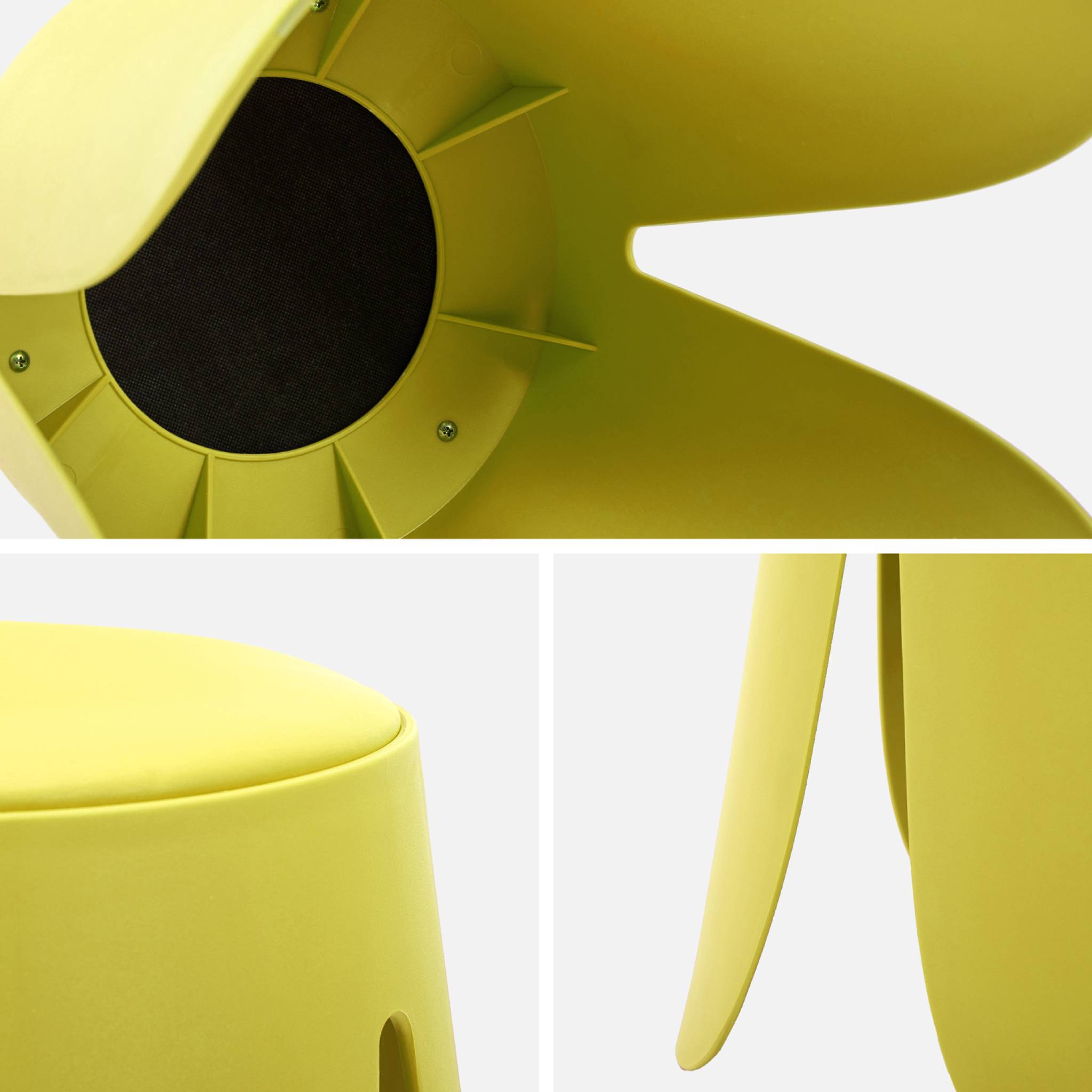 Set de 2 tabourets empilables. simili cuir jaune. NIKI. Ø30 / 44 x H46cm