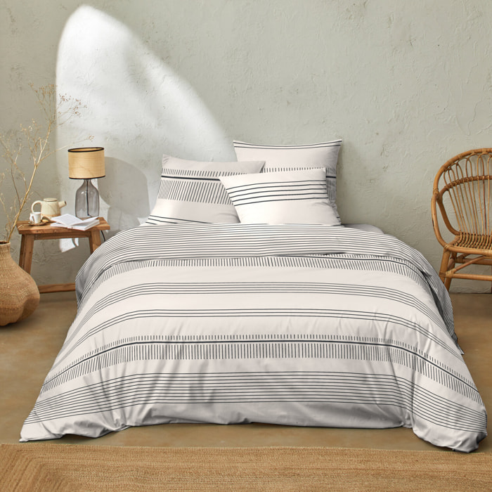 Parure housse de couette 3pcs 100% 100% coton 57 fils_hugo ficelle