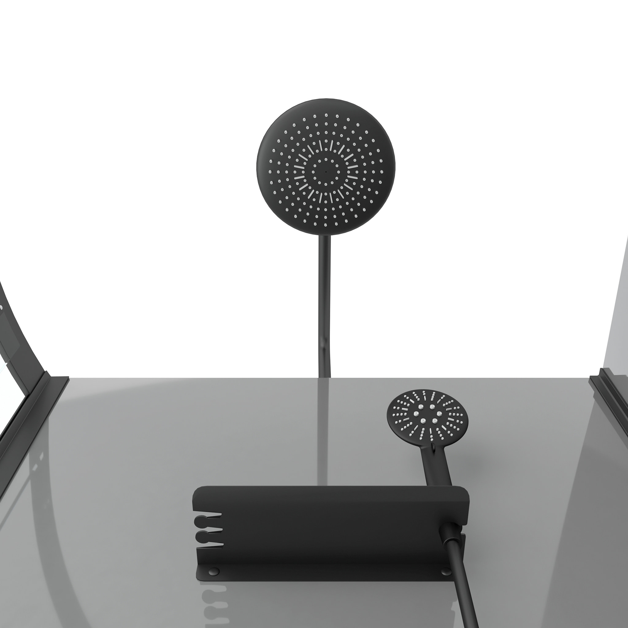 Cabine de douche 1/4 de cercle 90x90x215/230 cm - Fonds Gris Profilés Noir Mat - FOGGY
