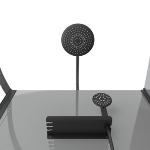 Cabine de douche 1/4 de cercle 90x90x215/230 cm - Fonds Gris Profilés Noir Mat - FOGGY
