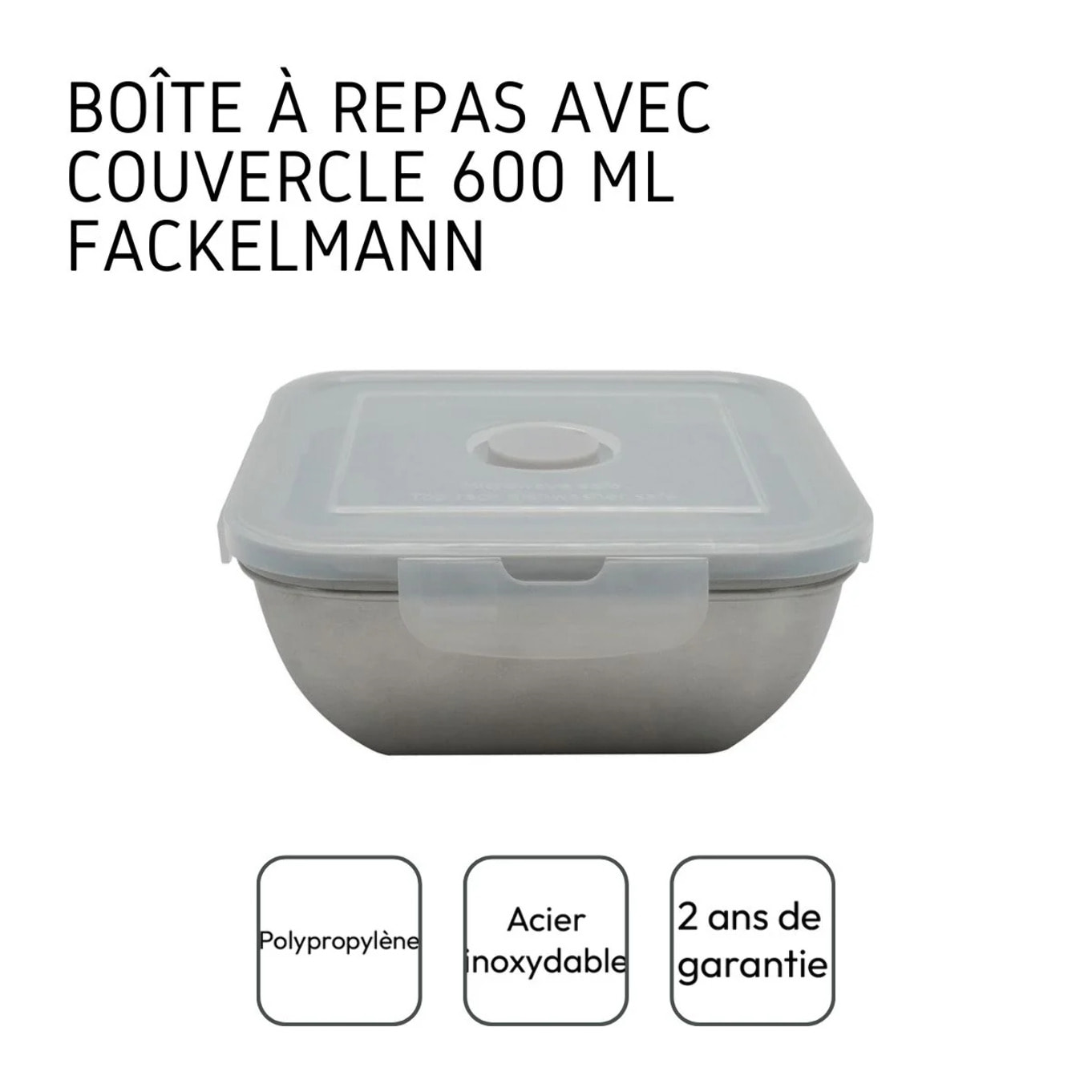 Lunch box en inox avec couvercle à clips Fackelmann Move
