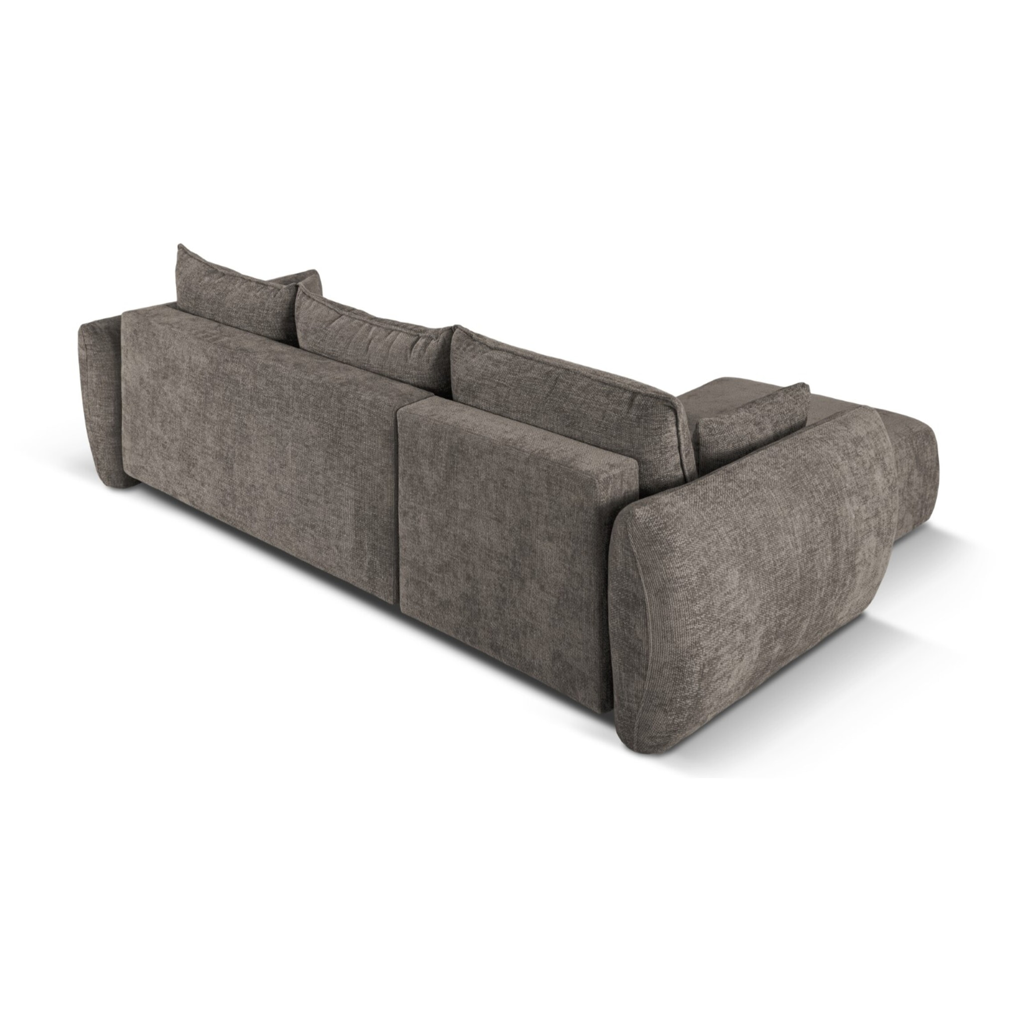 Canapé d'angle gauche convertible avec coffre de rangement "Matera" 4 places en chenille gris