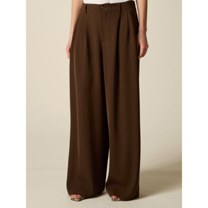 Oltre - Pantaloni palazzo con pinces - Marrone