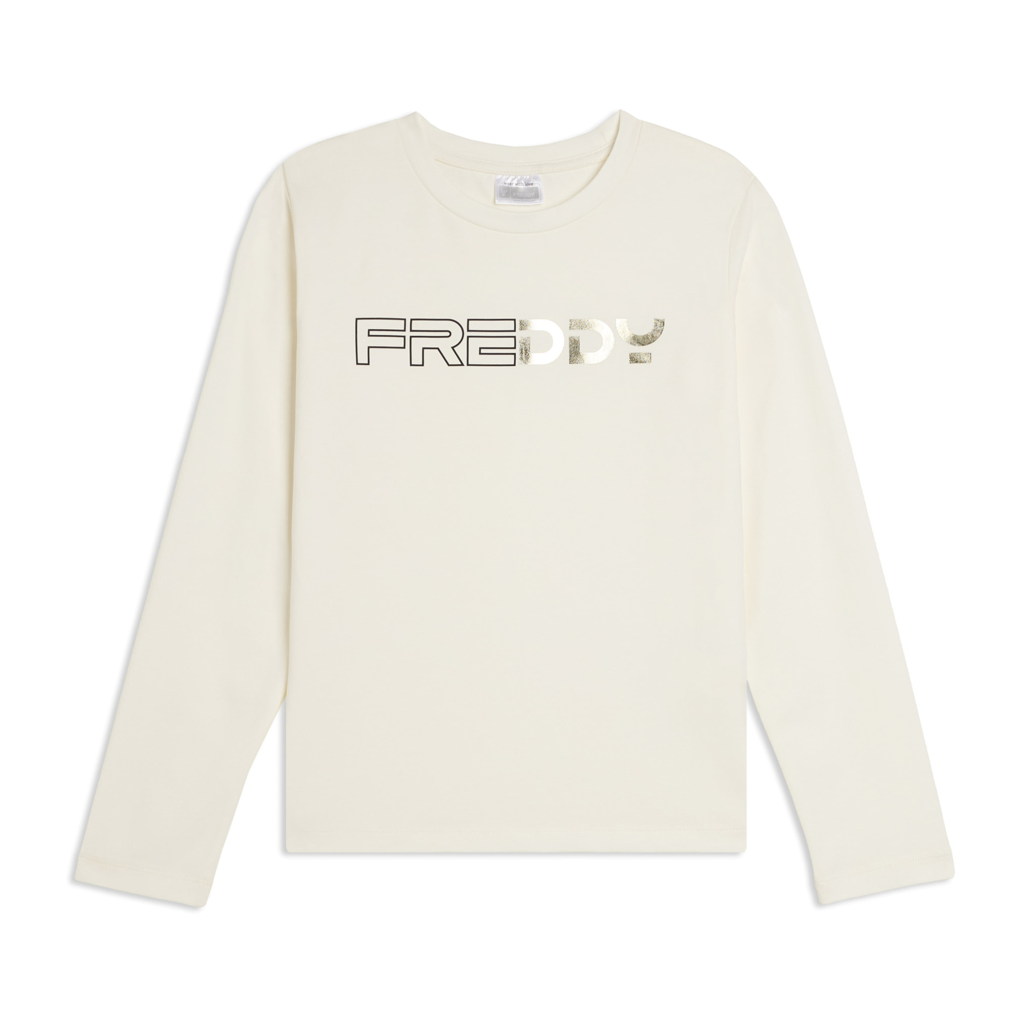 T-shirt Junior manica lunga con logo metallizzato