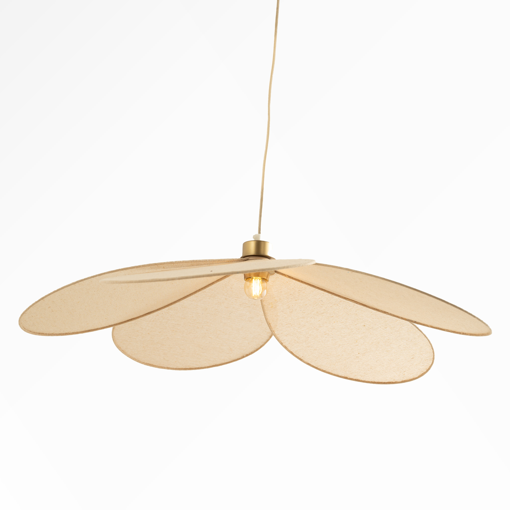 Suspension pétale en tissu beige et métal doré 75 cm - Flora