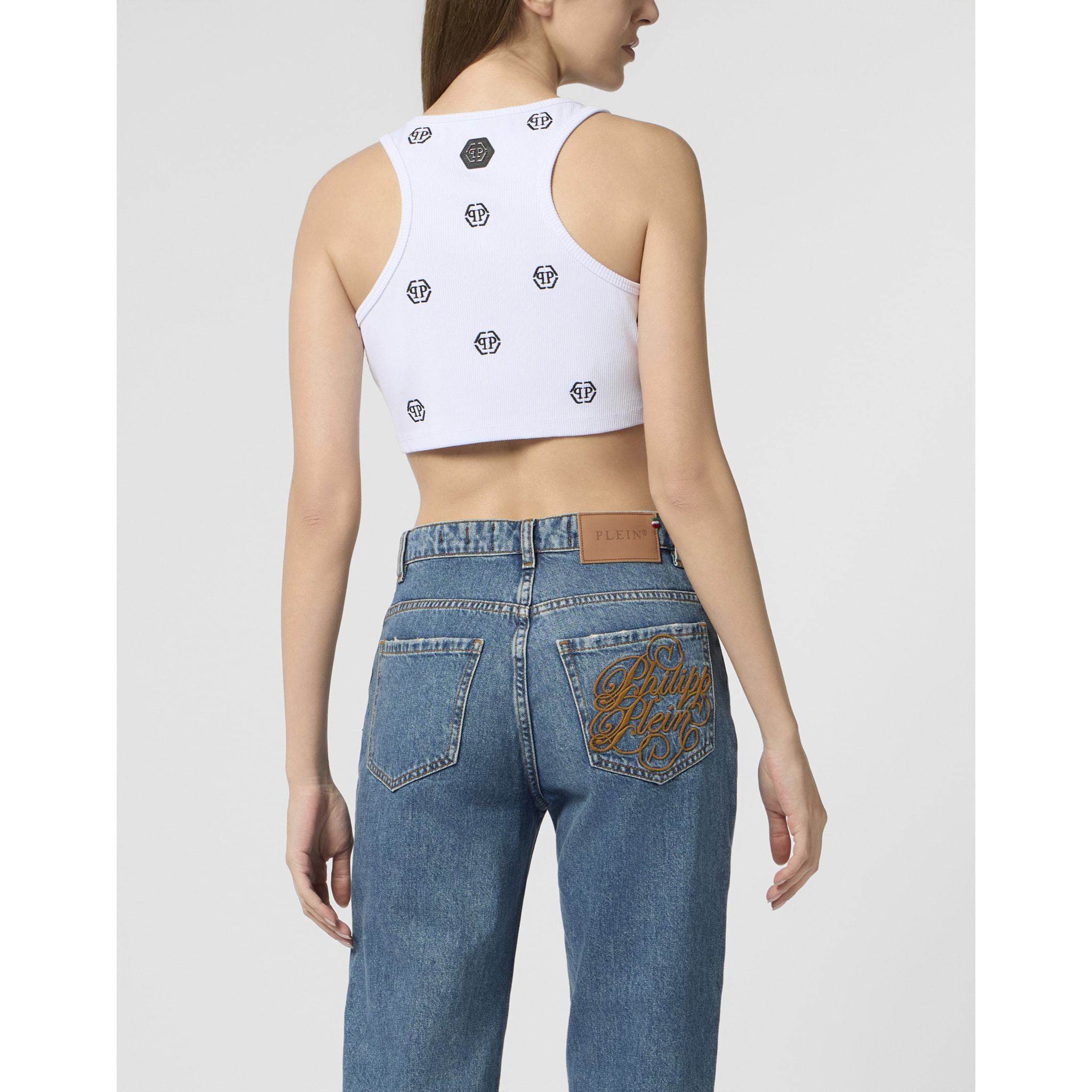 PHILIPP PLEIN Ribbed Mini Tank Top Monogram Monogram