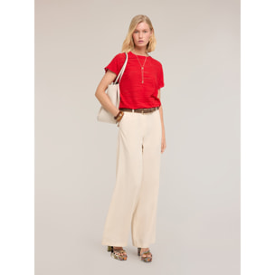 Motivi - Pantalones palazzo de mezcla de lino - Beige