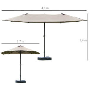 Parasol de jardin XXL dim. 4,6L x 2,7l x 2,4H cm gris clair