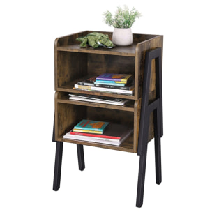 Comodino tavolino stile loft rustico in legno e ferro nero LET54X