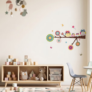 Stickers Muraux décoration adhésifs hiboux et étoiles