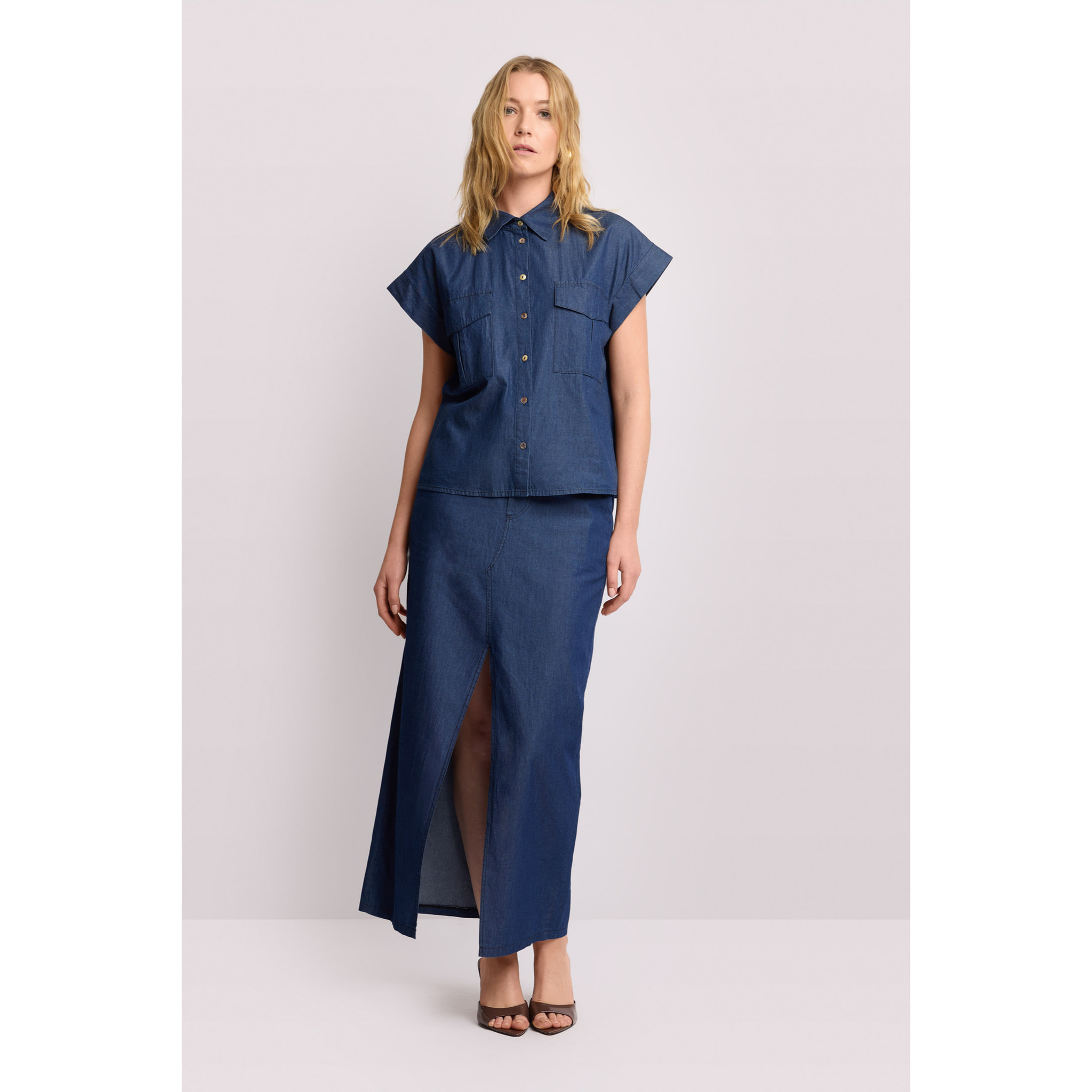 Kocca - Camicia in cotone con tasche Donna, Tinta unita, Colletto di camicia