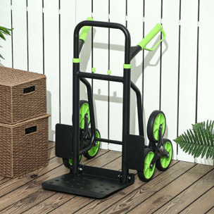 Carretilla Plegable para Escalera con Ruedas Carga 120kg Carretilla de Mano Portátil para Entrega Almacenes Mercado Viajar Mudarse Verde