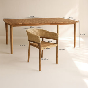 Ensemble table et 8 fauteuils de jardin en bois d'acacia et osier ALHAMBRA