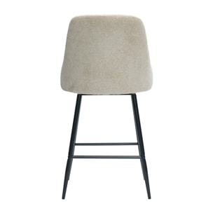 Tabourets de bar pivotants 360° en tissu chenille beige et métal H66 cm (lot de 2) HASTA