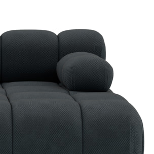 Ruby - canapé droit 4 places avec double méridienne - assise profonde - en velours texturé - Noir