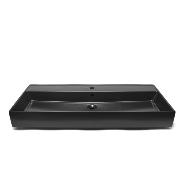 Vasque à poser 100,4 x 46,5 cm - noir mat - sans trop-plein - Infinitio SAT