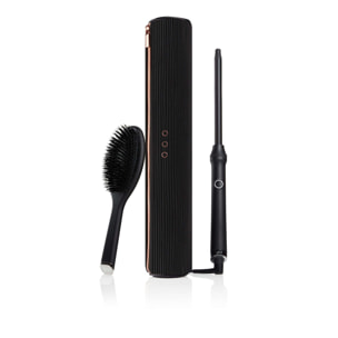 Coffret boucleur ghd curve thin wand, sa brosse à cheveux et sa pochette thermorésistante