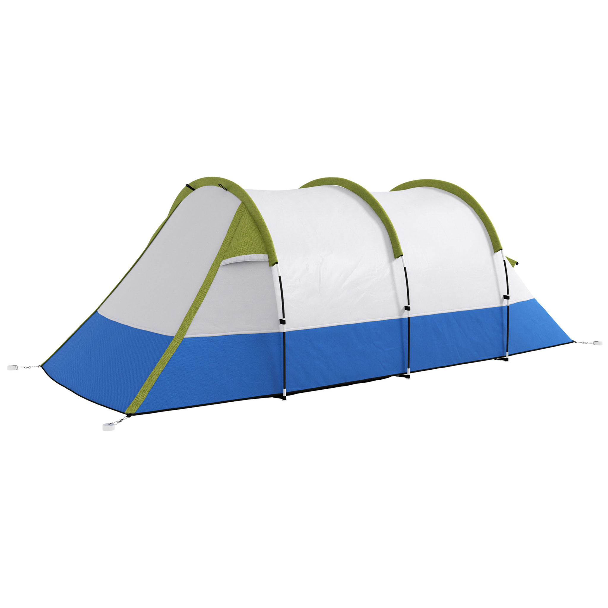 Tente de camping 2-3 pers. porche étanche 2000 mm 3 portes sac de transport vert