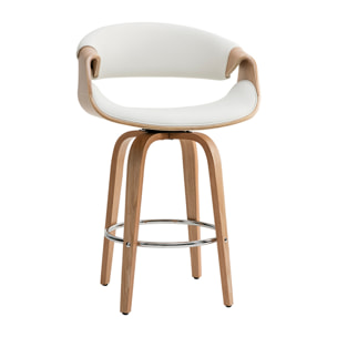 Tabouret de bar design blanc et bois clair 68 cm ARAMIS