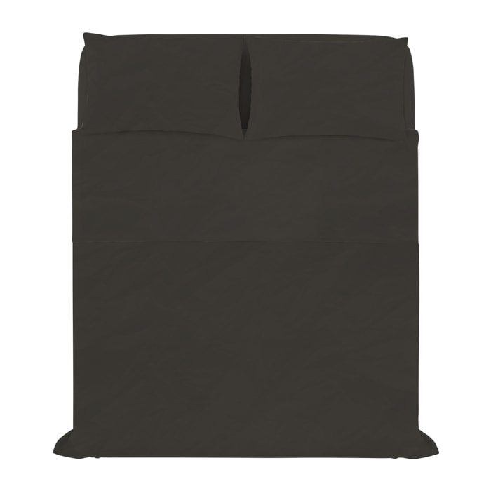COMPLETO LETTO WATER WASHED, 100% Microfibra, No Stiro - MARRONE