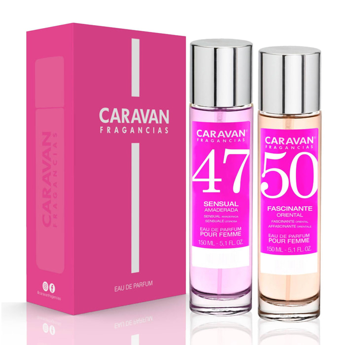 Caravan fragancias - caja de regalo con 2 perfumes: nº50 y nº47 de 150 ml, para mujer