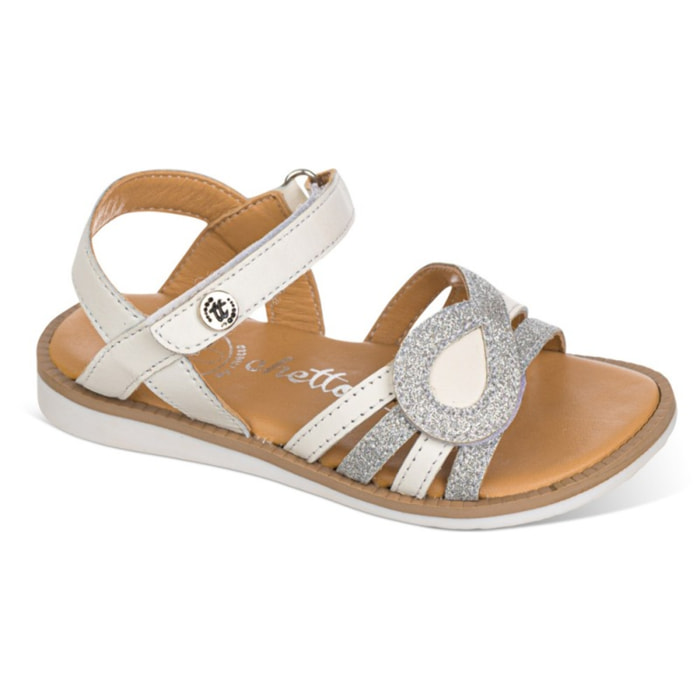 Sandalia en piel con velcro