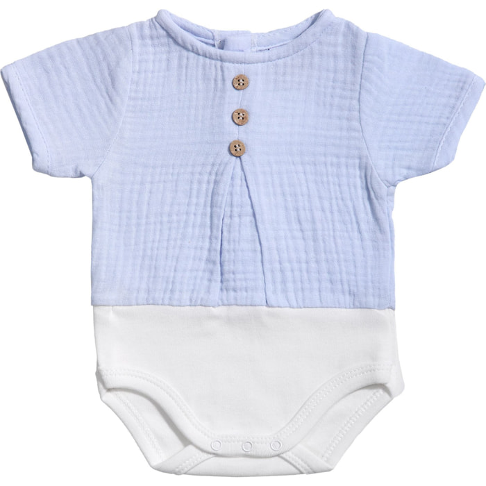 Body bebé manga corta bambula botones