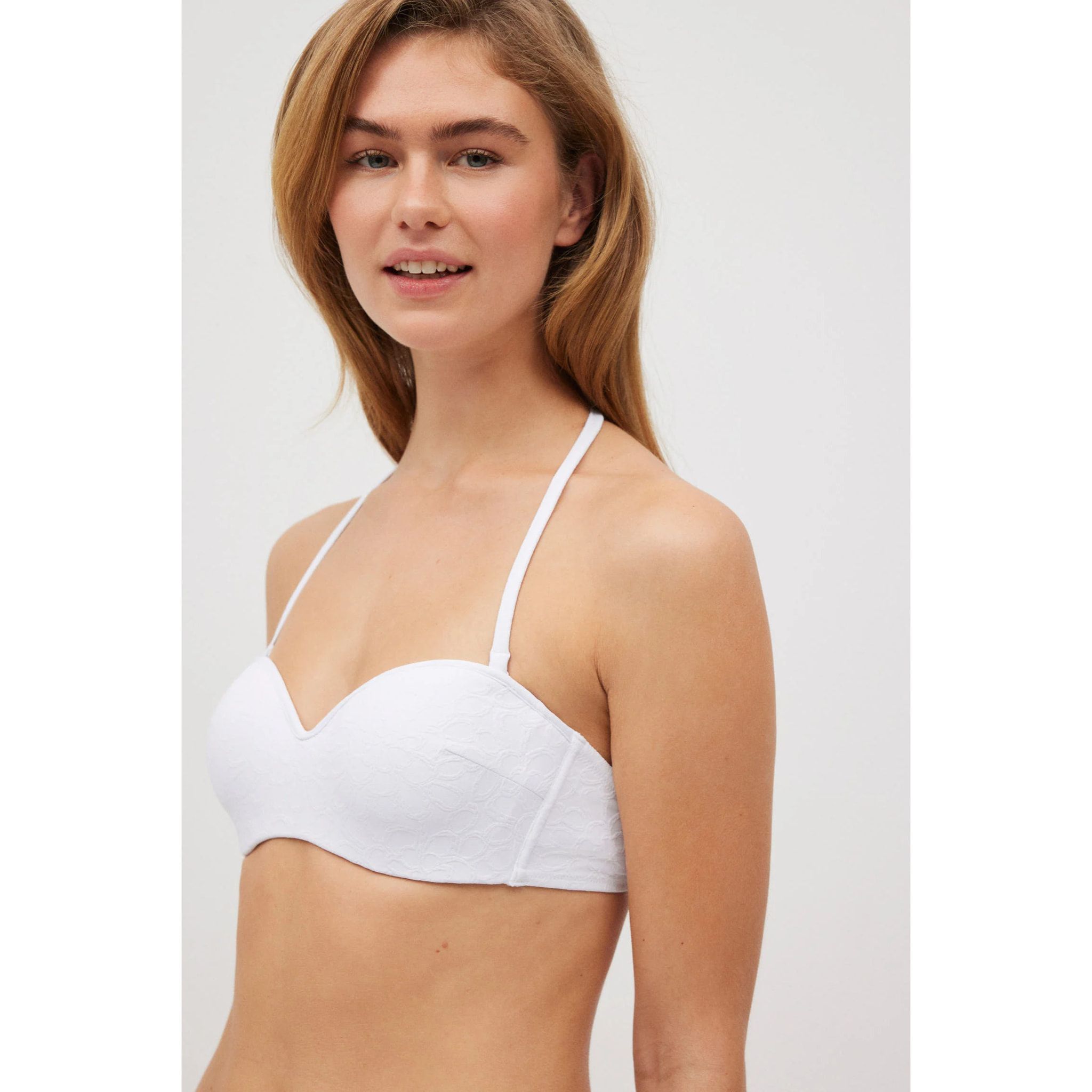 Set bikini a fascia strutturato bianco