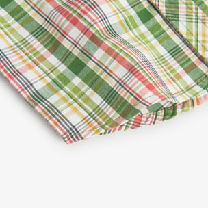 Camisa niño, popelÃ­n, estampado cuadros, verde