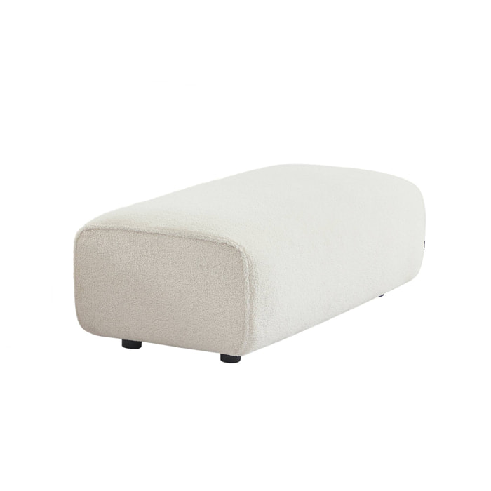 Pouf. module pour canapé. repose-pieds pour canapé d'angle 2 places en bouclette blanche. L 123 x P 60 x H 41cm - Wallas