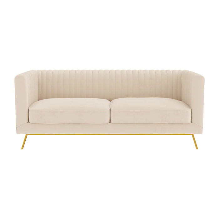 Canapé 2 places en velours beige - Gatsby