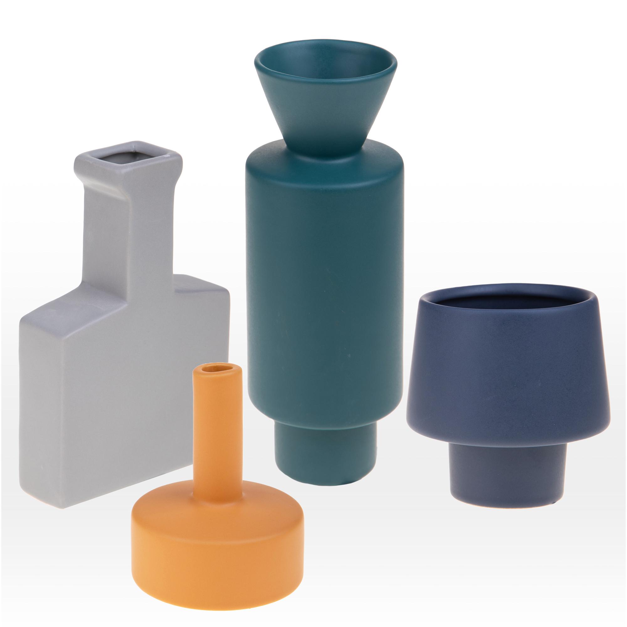 Vaso Piedistallo H.12 Cm - Pezzi 3 - 10X12X10cm - Colore: Arancio - Bianchi Dino - Decori Casa E Complementi