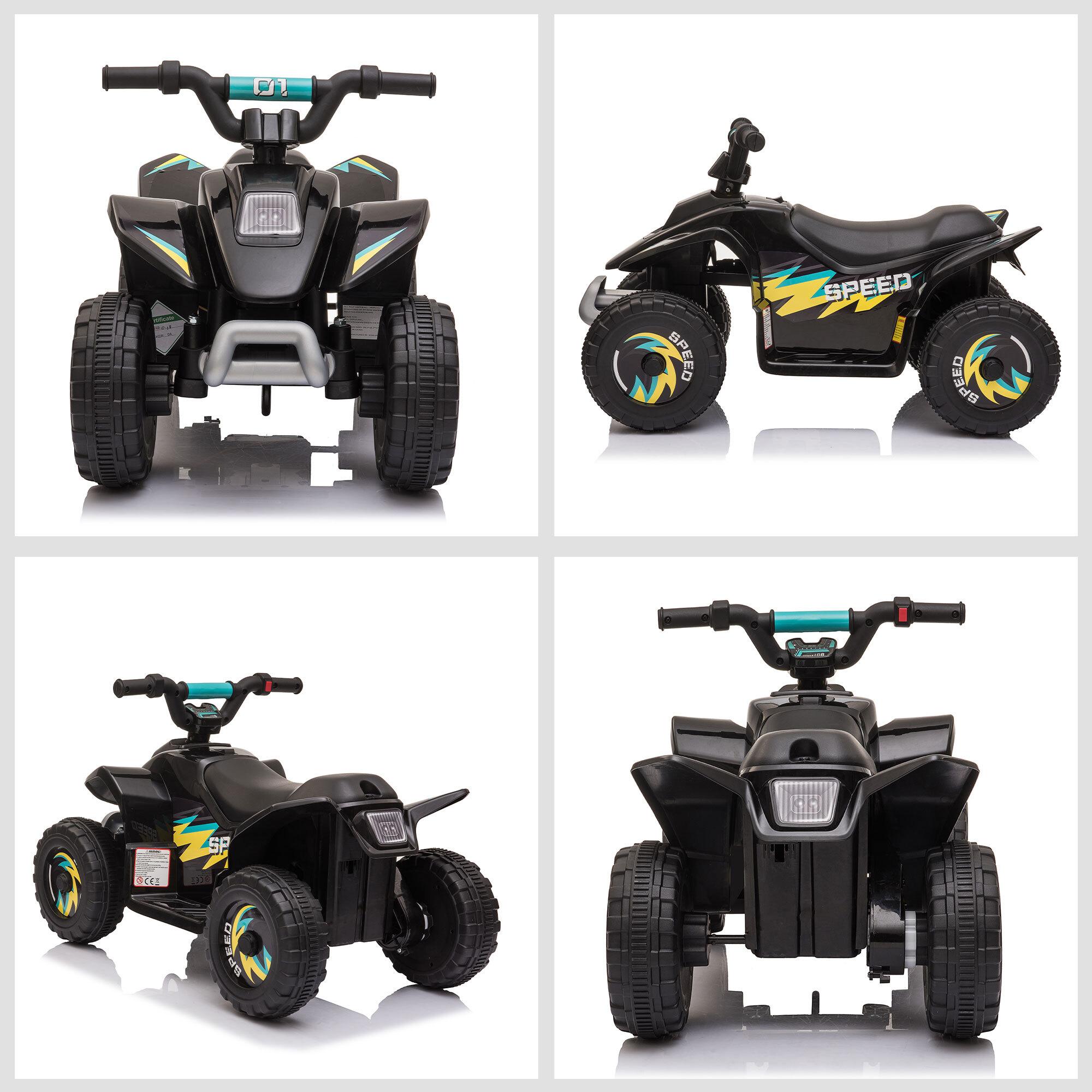 Quad Eléctrico para Niños de 18-36 Meses Vehículo Eléctrico Cuatrimoto a Batería 6V con Avance y Retroceso Carga Máx. 20 kg 72x40x45,5 cm Negro