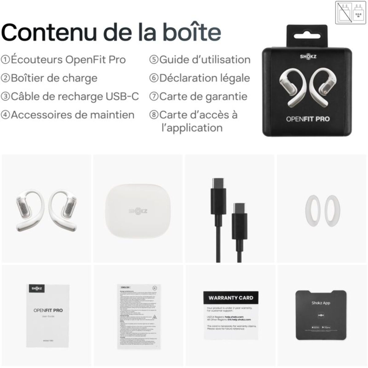 Ecouteurs SHOKZ OpenFit PRO Blanc