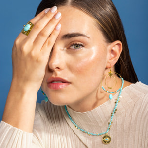 Anillo de Turquesa acabado en oro amarillo de 18K- Kumora