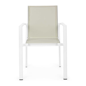 Set 4 sedie da giardino KONNOR in textilene beige e struttura in alluminio bianco