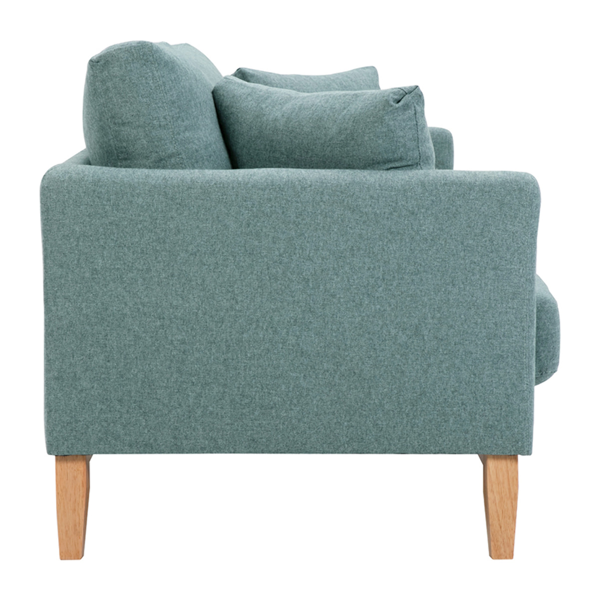 Canapé scandinave déhoussable 3 places en tissu vert de gris et bois clair OSLO