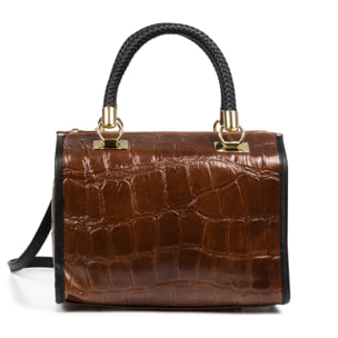Catena Borsa tote Donna.Pelle autentica Camoscio Inciso Coccodrillo Grande