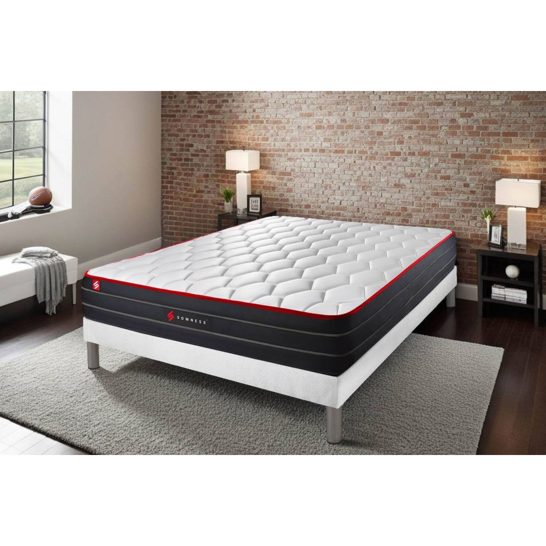 Ensemble Matelas Sommier 90x190 cm - Sommier Blanc (en kit) - Boost