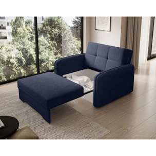 Michelle - fauteuil convertible avec coffre en velours - Bleu
